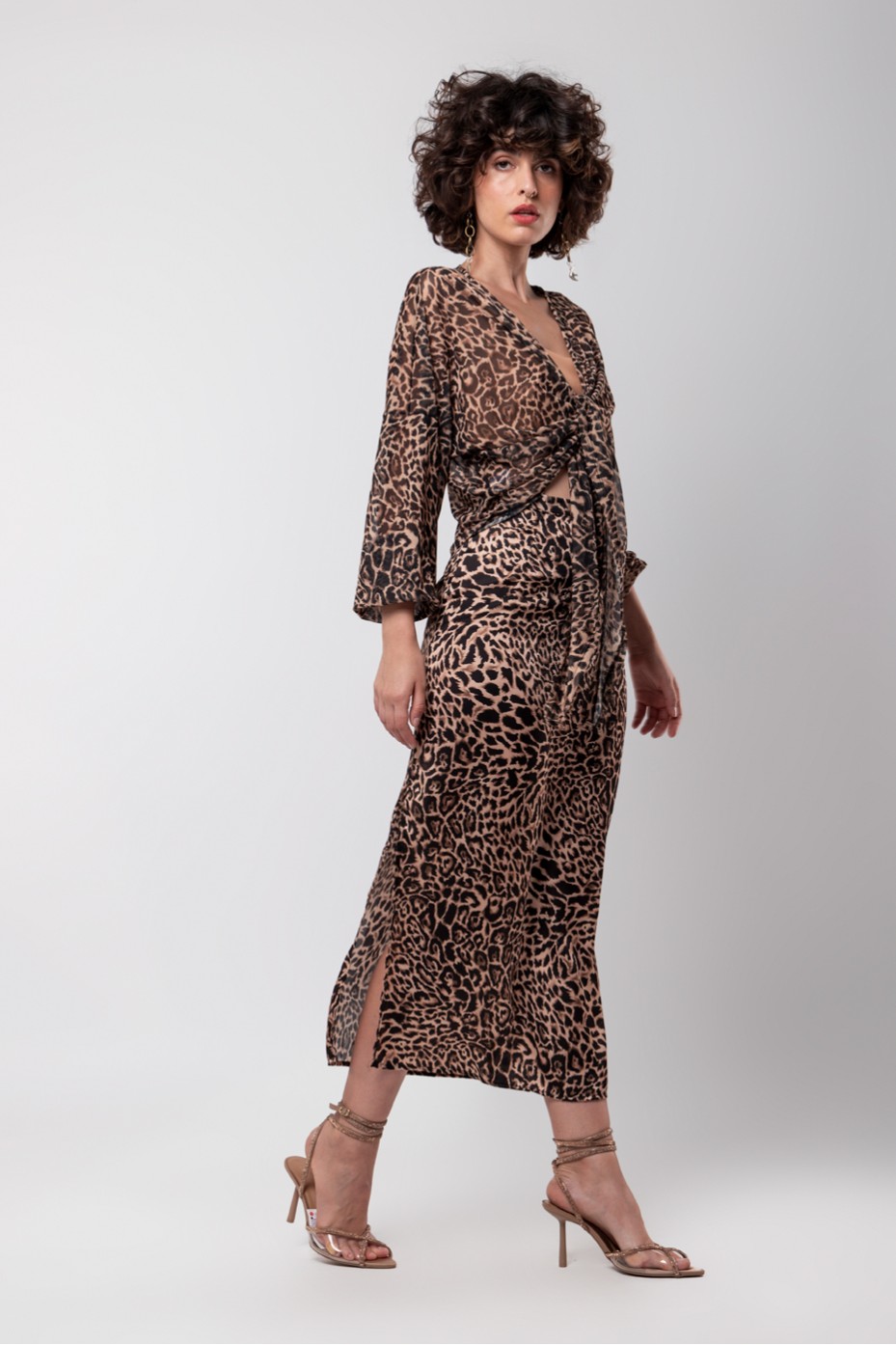 LEOPARD SKIRT WITH SPLIT ZOE BLACK HELMI e shop